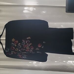 Black sheath dress, floral design